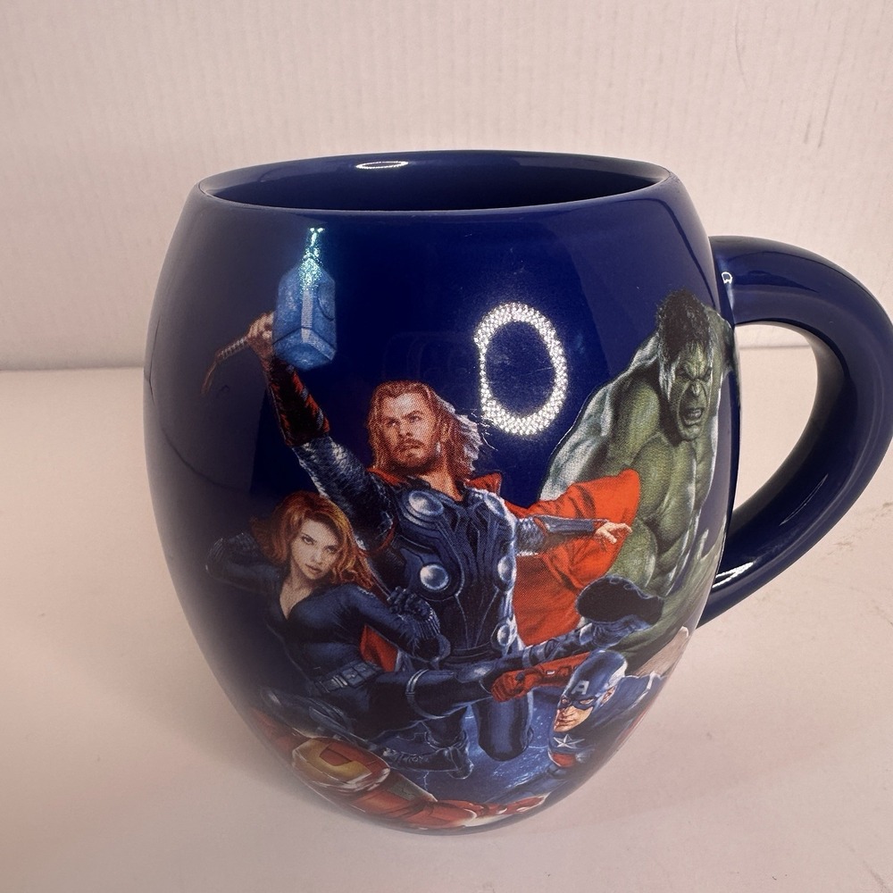 Marvel Avengers Large Blue Barrel Mug 16 oz. DC Comics Superhero Vandor 2012‎